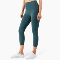 Mujeres sin costura Fitness de cintura Fitness Yoga Gym Pant Leggings Leggings suaves Pantalones de yoga Pantalones recortados Capri Leggings